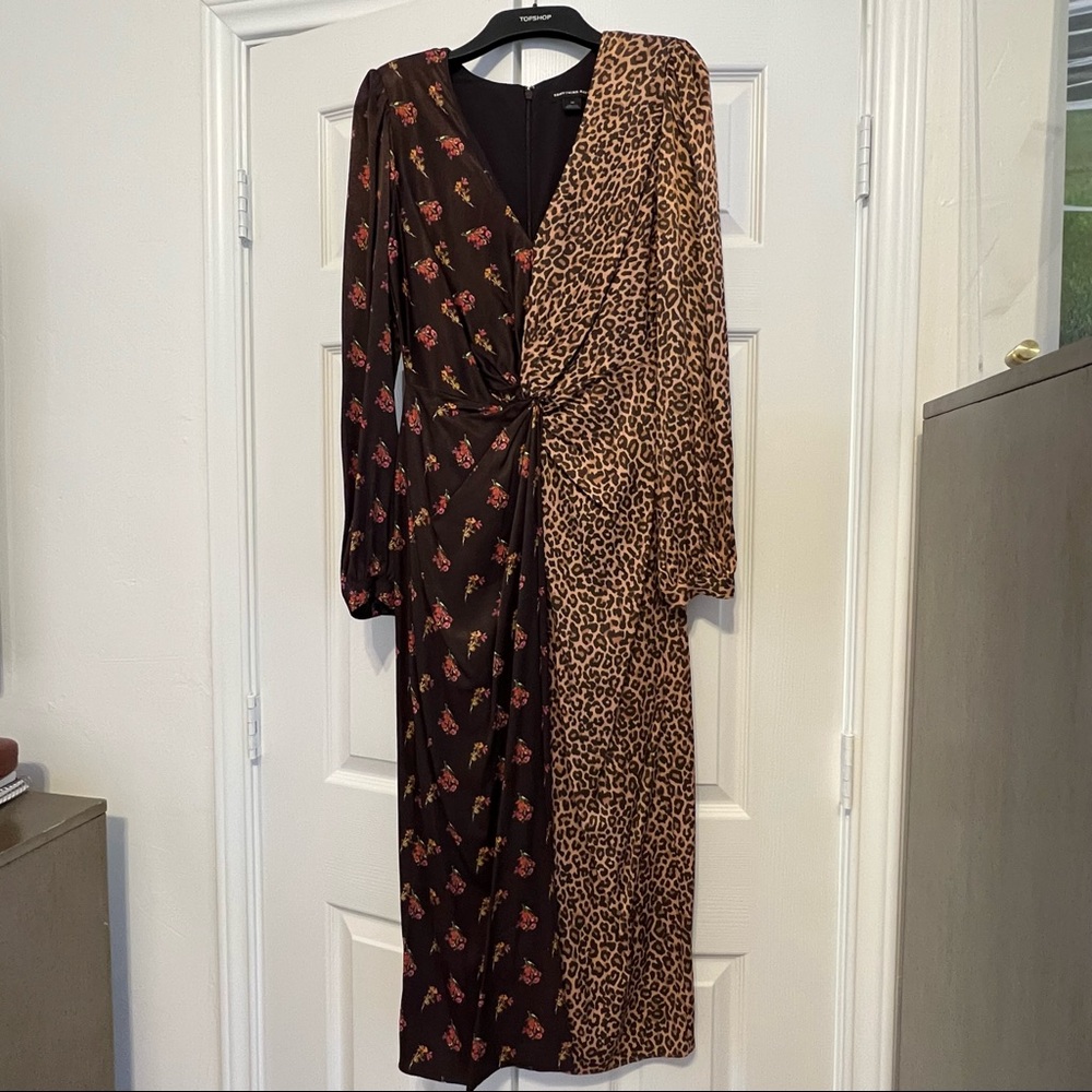 Something Navy Floral & Cheetah Midi Dress